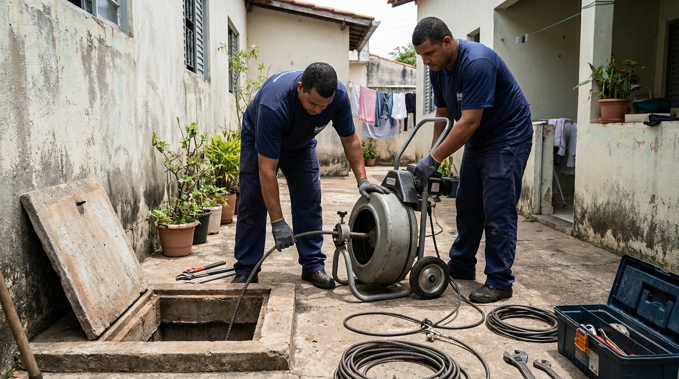 Desentupimento de Coluna Sanitária no Centro, Sorocaba‑SP
